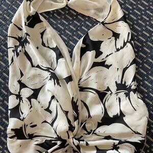 Zara Black & White Floral Halter Camisole